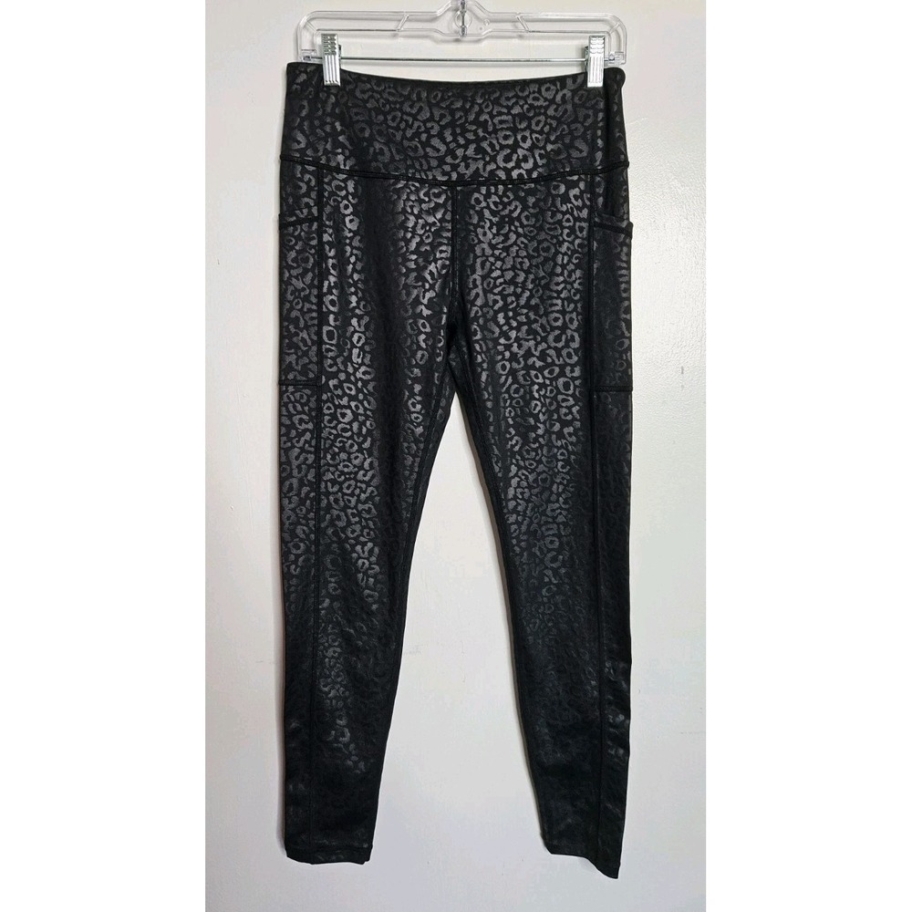 CVG Women's Squat Proof Leggings Sz Large Black Leopard Print Exercise Pants